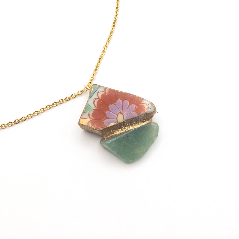 Jadeite Necklace-Kintsugi jewelry-Japanese pottery jewelry-JAPONICA