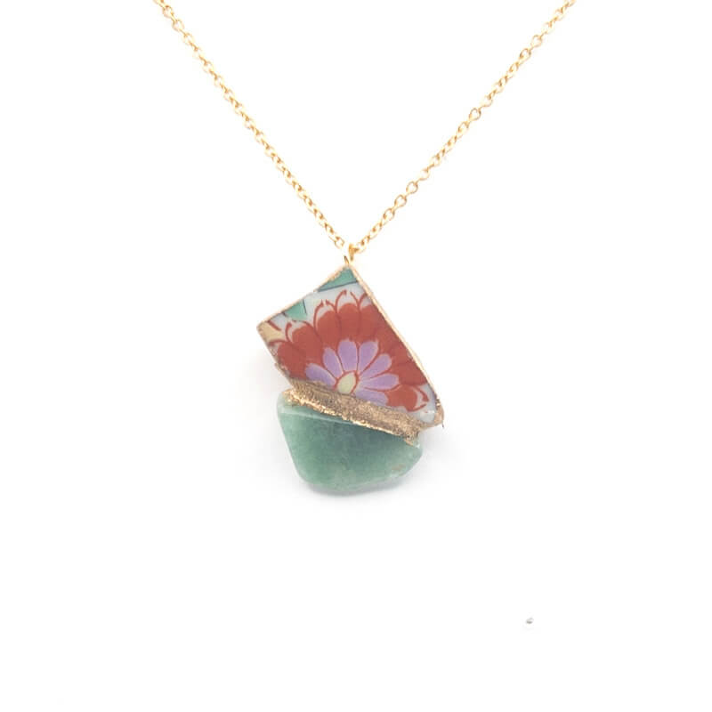 Jadeite Necklace-Kintsugi jewelry-Japanese pottery jewelry-JAPONICA