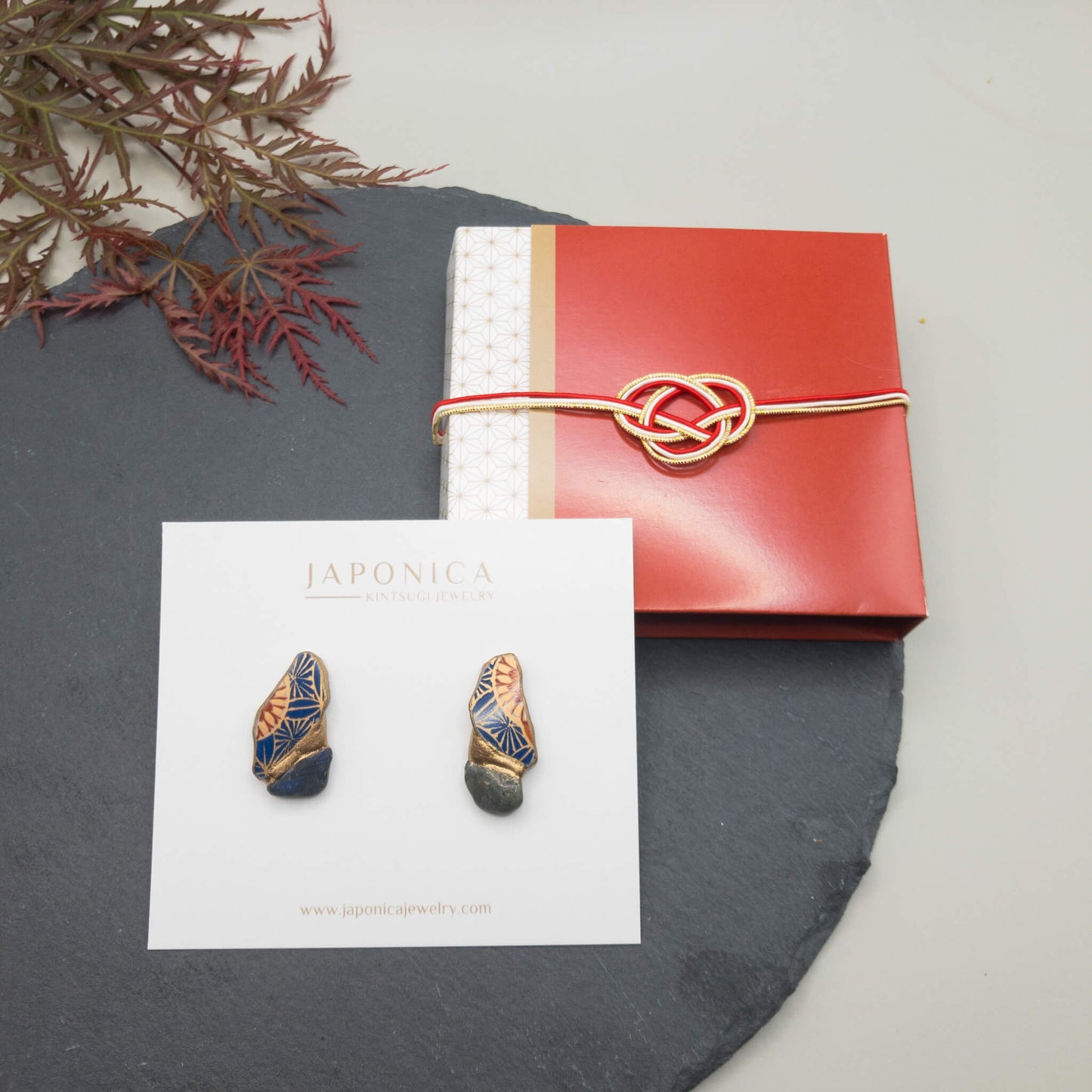 Labradorite Stud Earrings-Kintsugi jewelry-Japanese pottery jewelry-JAPONICA