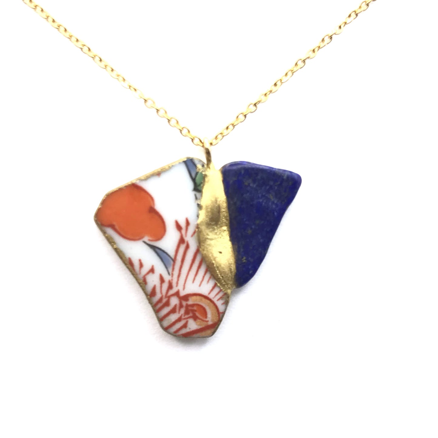 Lapis Lazuli Necklace-Kintsugi jewelry-Japanese pottery jewelry-JAPONICA