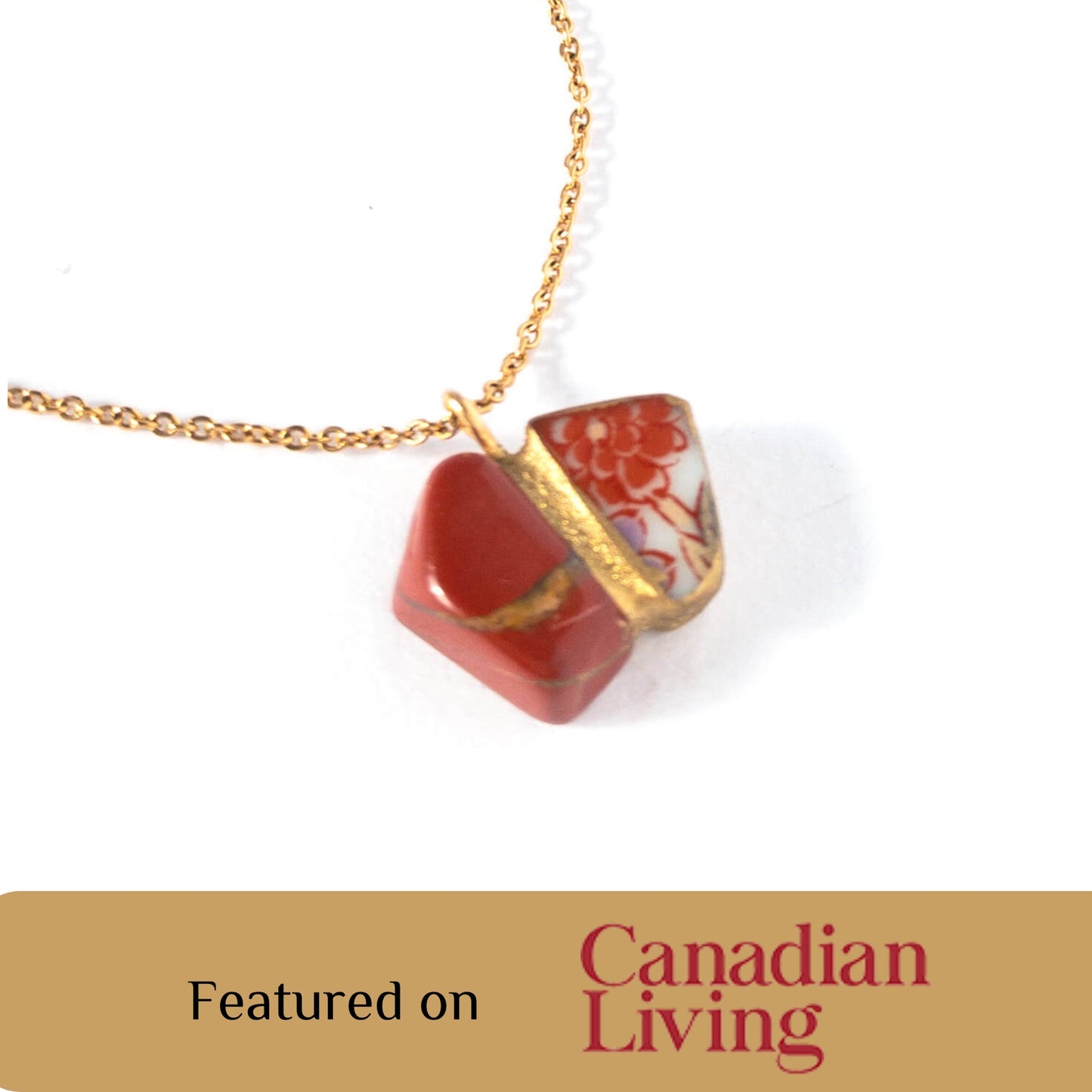 Red Jasper Necklace-Kintsugi jewelry-Japanese pottery jewelry-JAPONICA