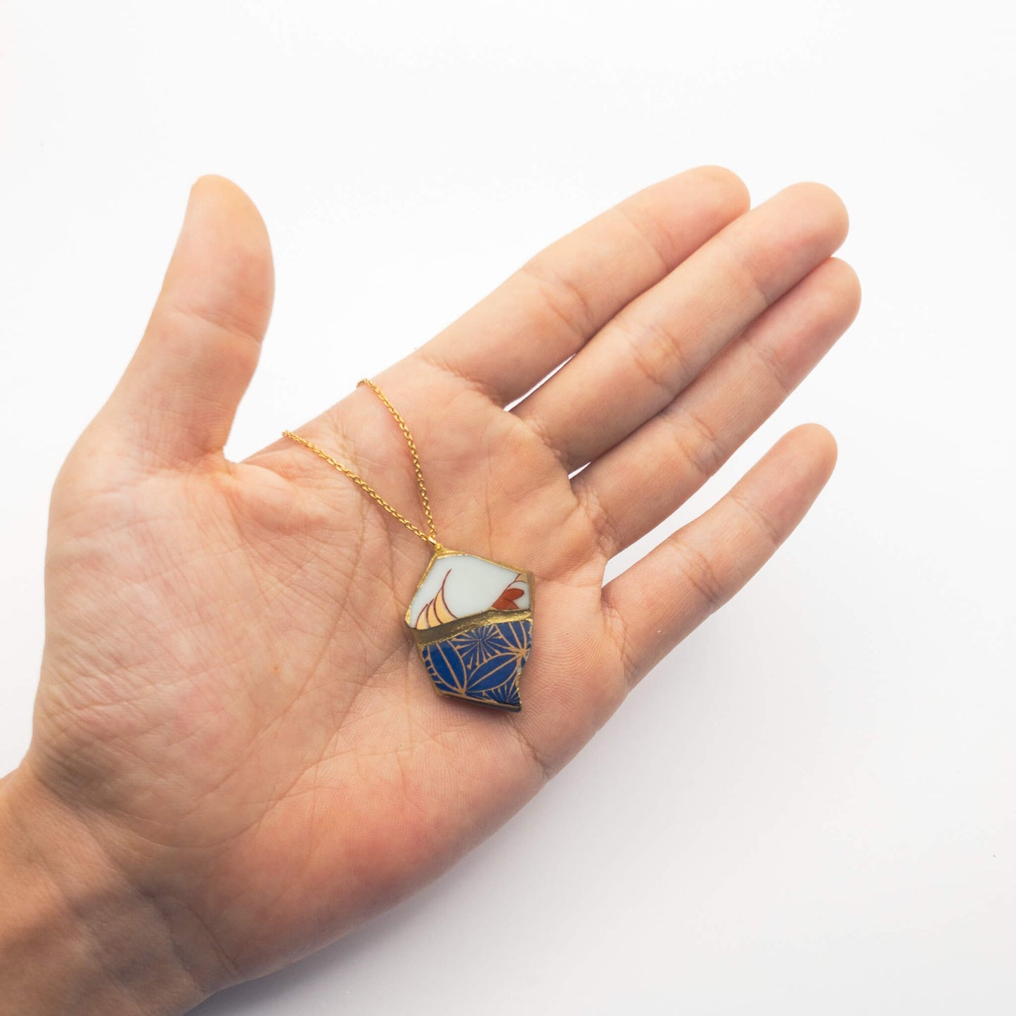 Red Maple Necklace-Kintsugi jewelry-Japanese pottery jewelry-JAPONICA