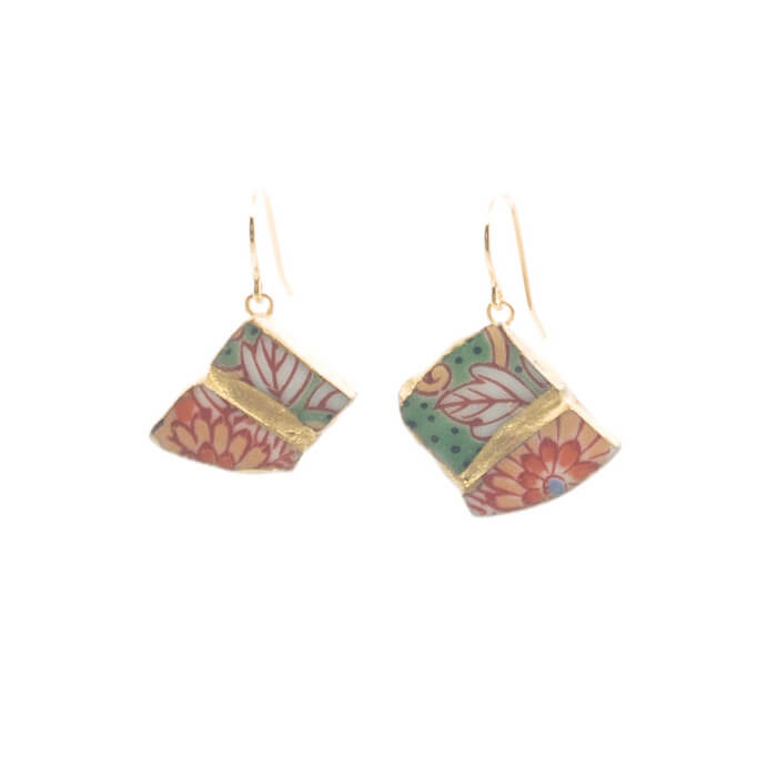 Yobitsugi Hook Earrings-Kintsugi jewelry-Japanese pottery jewelry-JAPONICA