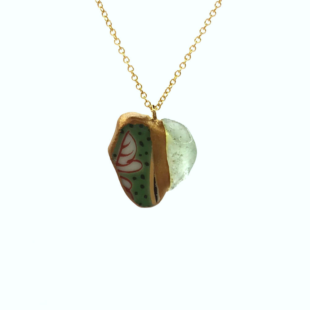 Aventurine Necklace-Kintsugi Necklace-Japanese pottery jewelry-JAPONICA