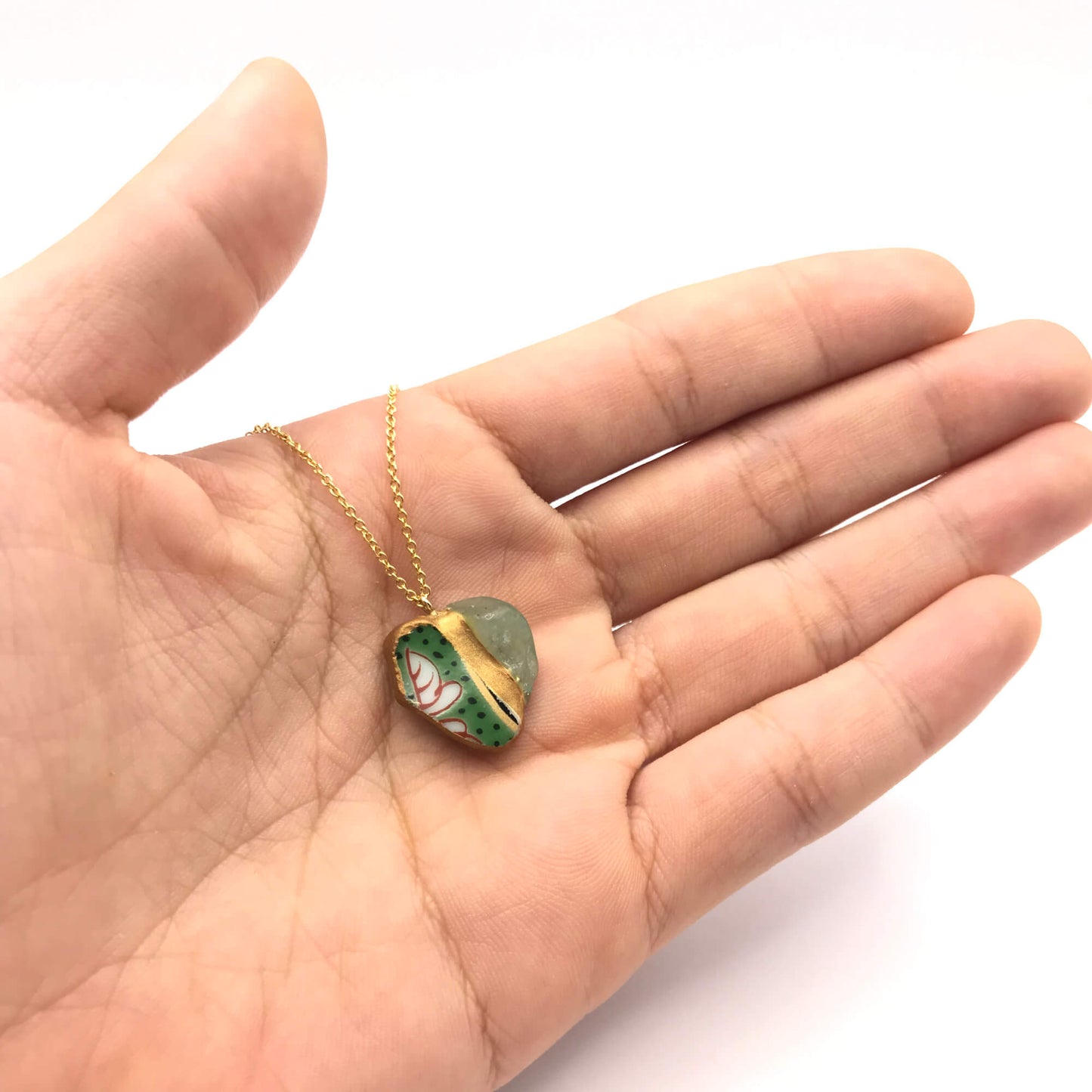 Aventurine Necklace-Kintsugi Necklace-Japanese pottery jewelry-JAPONICA