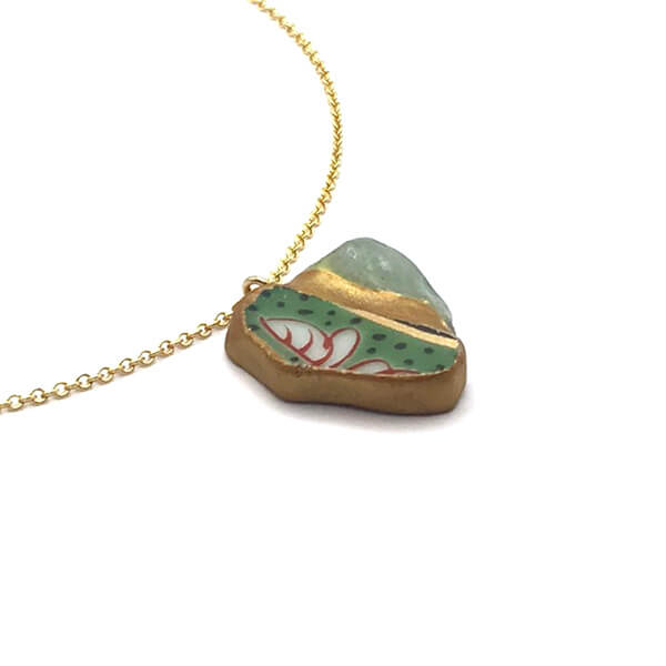 Aventurine Necklace-Kintsugi Necklace-Japanese pottery jewelry-JAPONICA