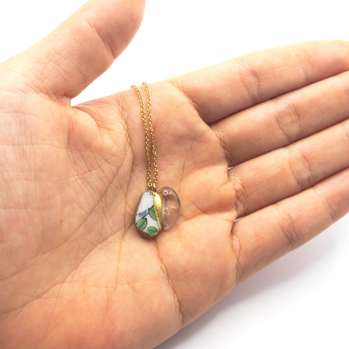 Crystal Necklace-Kintsugi jewelry-Japanese pottery jewelry-JAPONICA