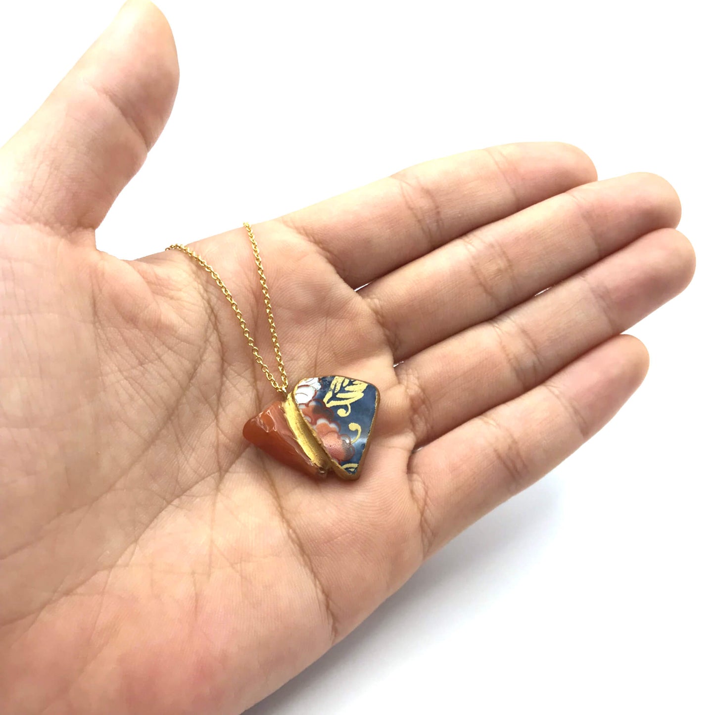 Red Agate Necklace-Kintsugi Necklace-Japanese pottery jewelry-JAPONICA