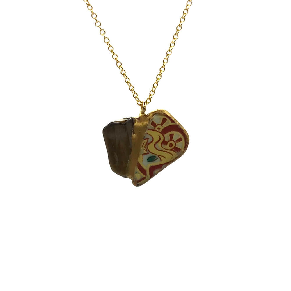 Tiger Eye Necklace-Kintsugi Necklace-Japanese pottery jewelry-JAPONICA