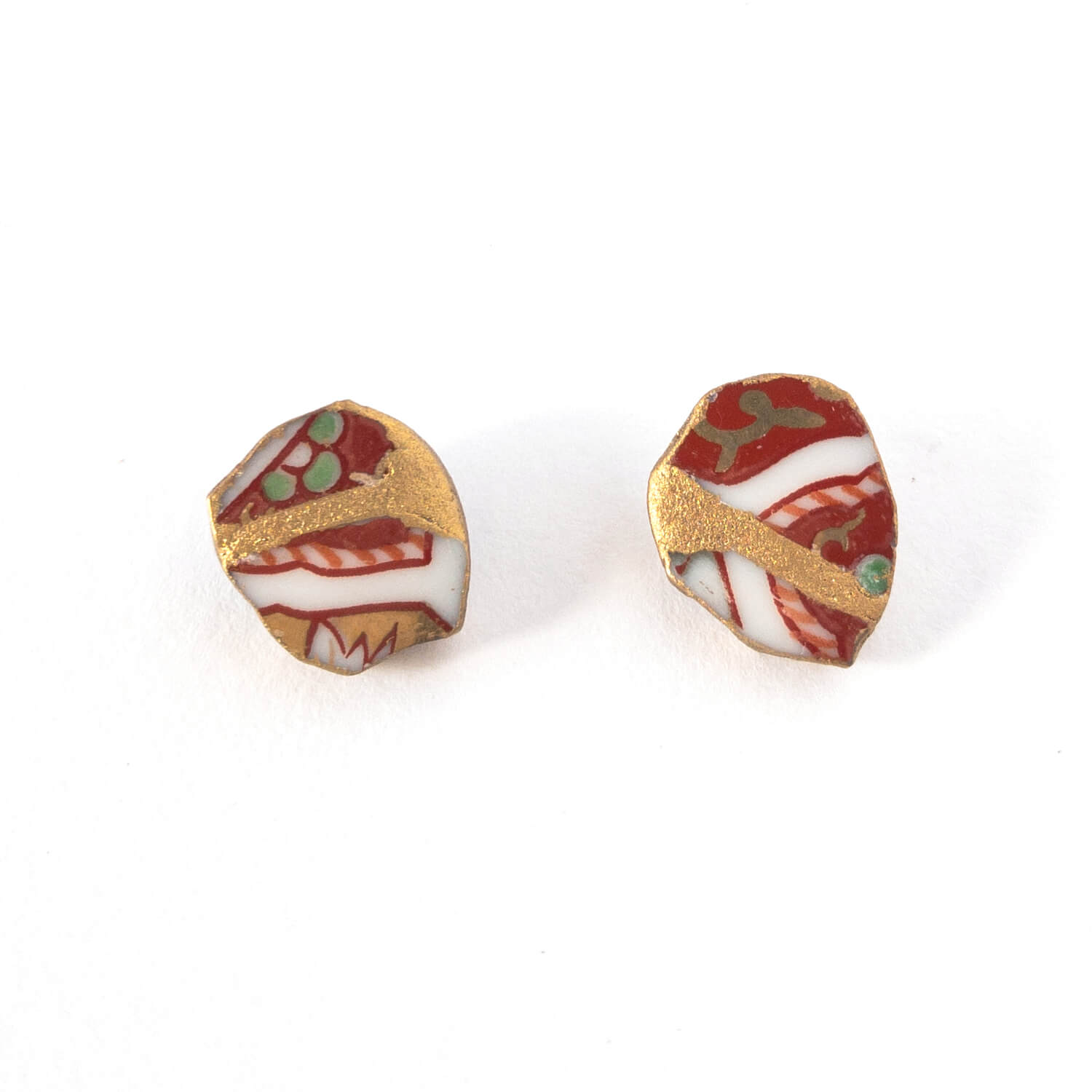 Kake Stud Earrings-Kintsugi jewelry-Japanese pottery jewelry-JAPONICA