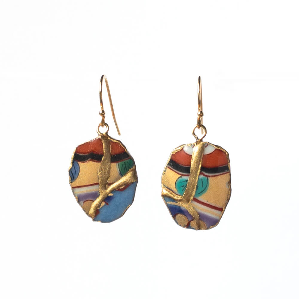 Ware Hook Earrings-Kintsugi jewelry-Japanese pottery jewelry-JAPONICA