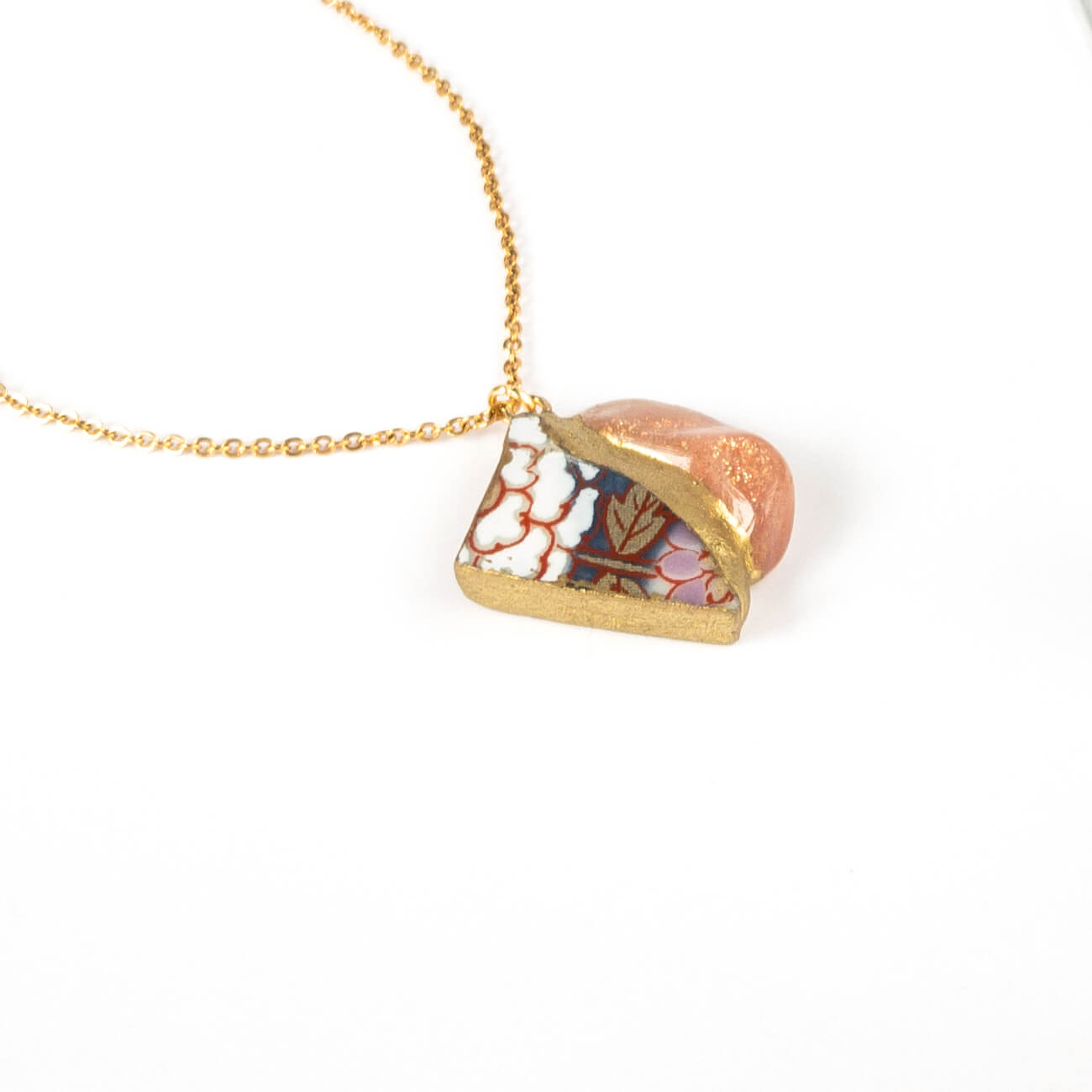 Moonstone Necklace-Kintsugi jewelry-Japanese pottery jewelry-JAPONICA