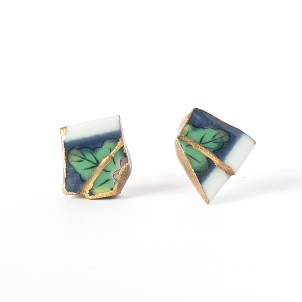Ware Stud Earrings-Kintsugi jewelry-Japanese pottery jewelry-JAPONICA