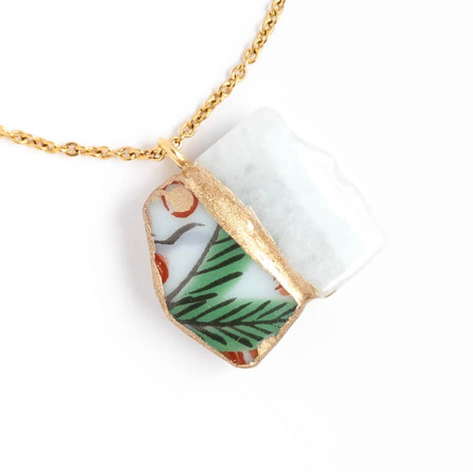 Jadeite Necklace-Kintsugi jewelry-Japanese pottery jewelry-JAPONICA