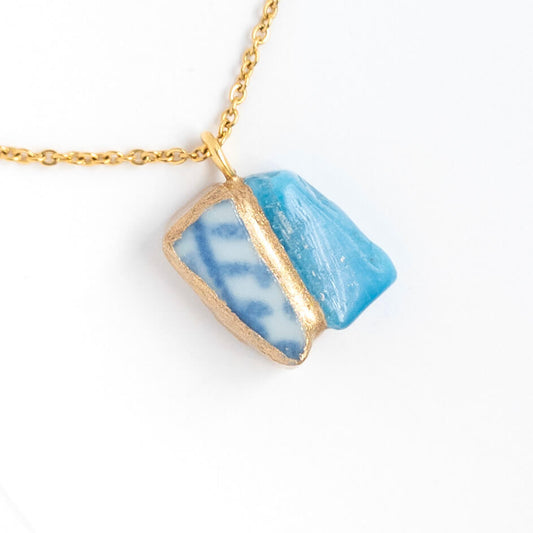 Apatite Necklace-Kintsugi jewelry-Japanese pottery jewelry-JAPONICA