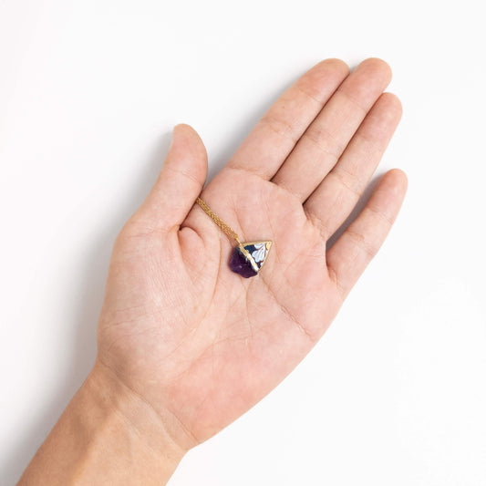 Amethyst Necklace-Kintsugi jewelry-Japanese pottery jewelry-JAPONICA