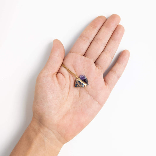 Amethyst Necklace-Kintsugi jewelry-Japanese pottery jewelry-JAPONICA