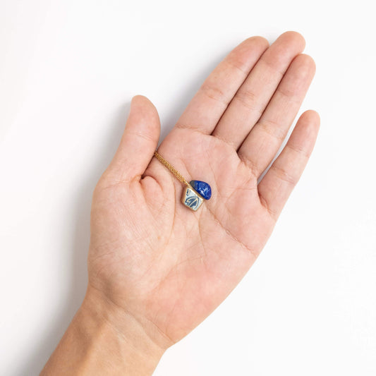 Lapis Lazuli Necklace-Kintsugi jewelry-Japanese pottery jewelry-JAPONICA