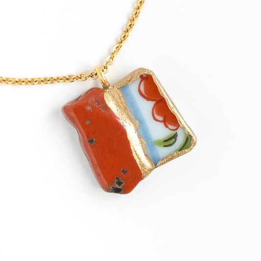 Red Jasper Necklace-Kintsugi jewelry-Japanese pottery jewelry-JAPONICA