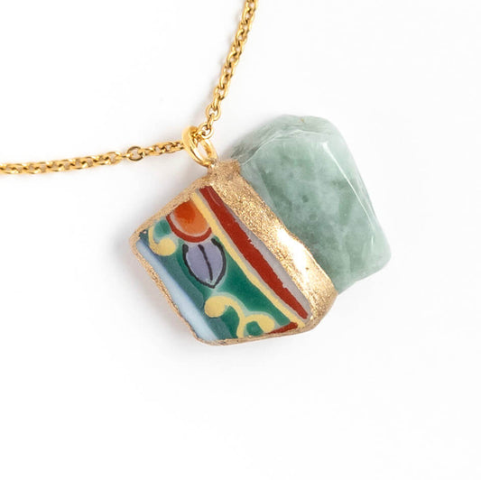 Jadeite Necklace-Kintsugi jewelry-Japanese pottery jewelry-JAPONICA