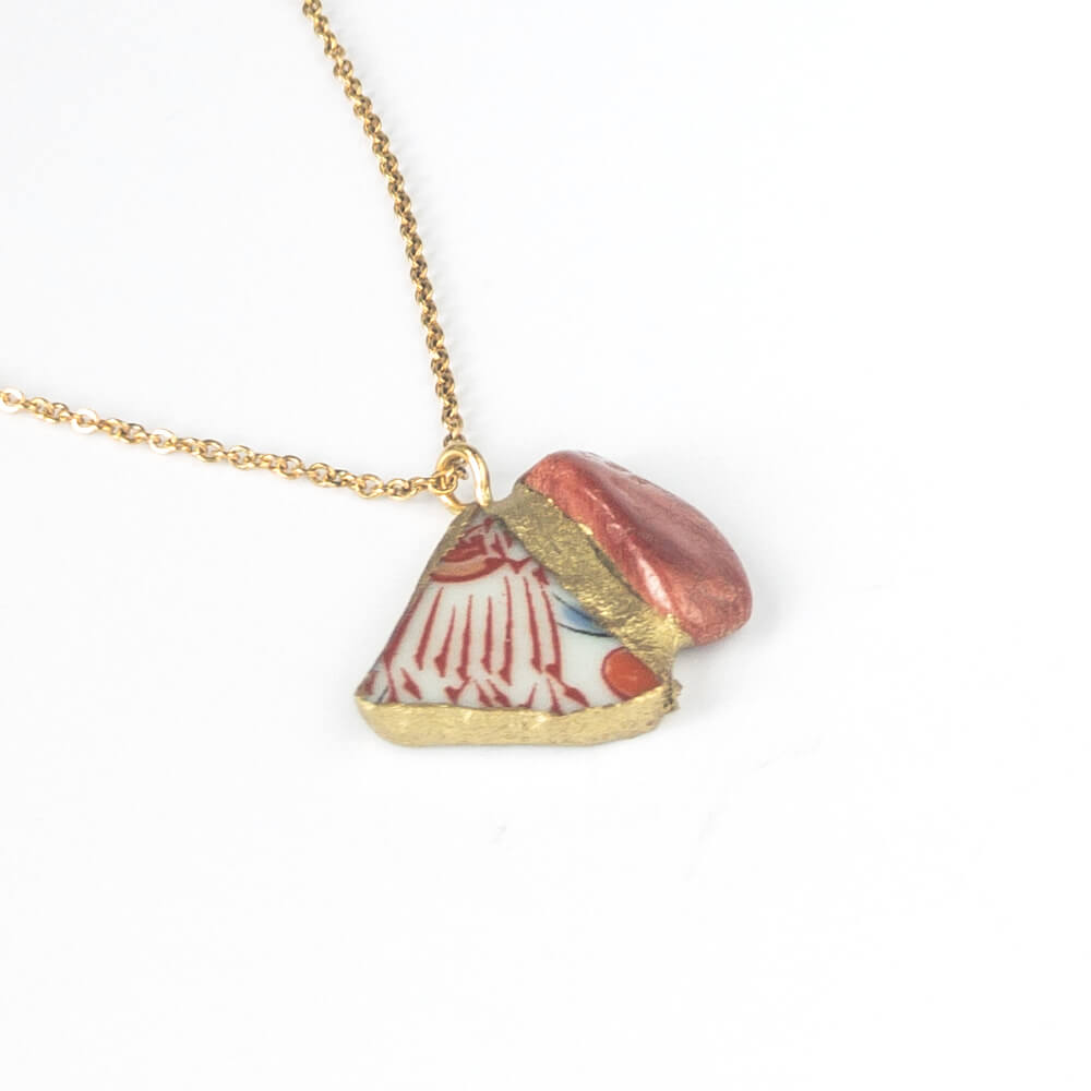Red Jasper Necklace-Kintsugi jewelry-Japanese pottery jewelry-JAPONICA