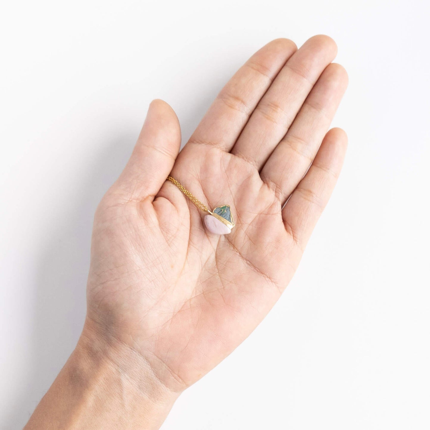 Pink Opal Necklace-Kintsugi jewelry-Japanese pottery jewelry-JAPONICA