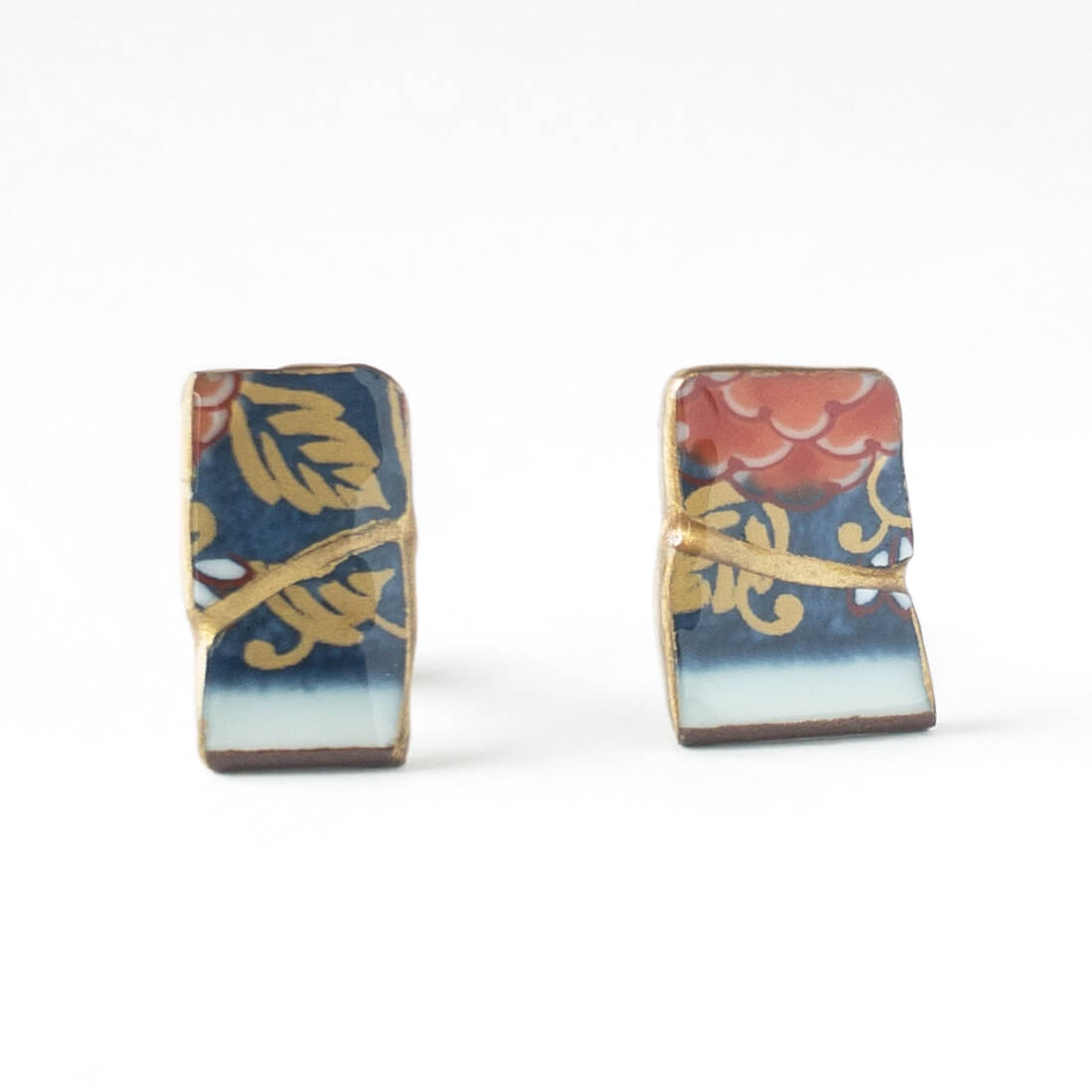 Ware Stud Earrings-Kintsugi jewelry-Japanese pottery jewelry-JAPONICA