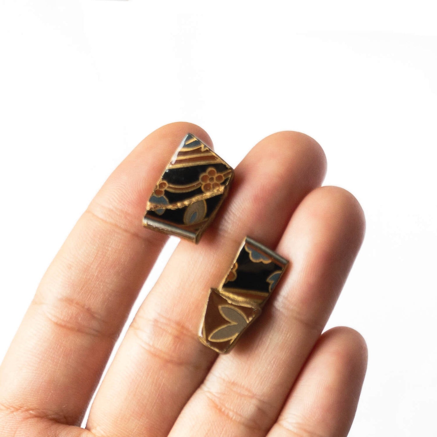 Ware Stud Earrings-Kintsugi jewelry-Japanese pottery jewelry-JAPONICA