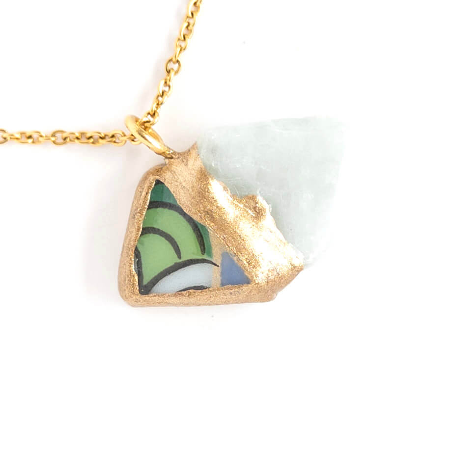 Jadeite Necklace-Kintsugi jewelry-Japanese pottery jewelry-JAPONICA