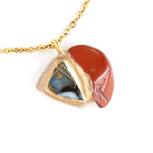 Red Jasper Necklace-Kintsugi jewelry-Japanese pottery jewelry-JAPONICA