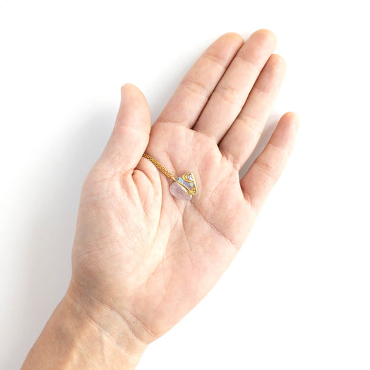 Rose quartz Necklace-Kintsugi jewelry-Japanese pottery jewelry-JAPONICA