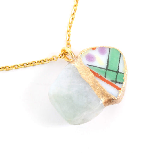 Jadeite Necklace-Kintsugi jewelry-Japanese pottery jewelry-JAPONICA