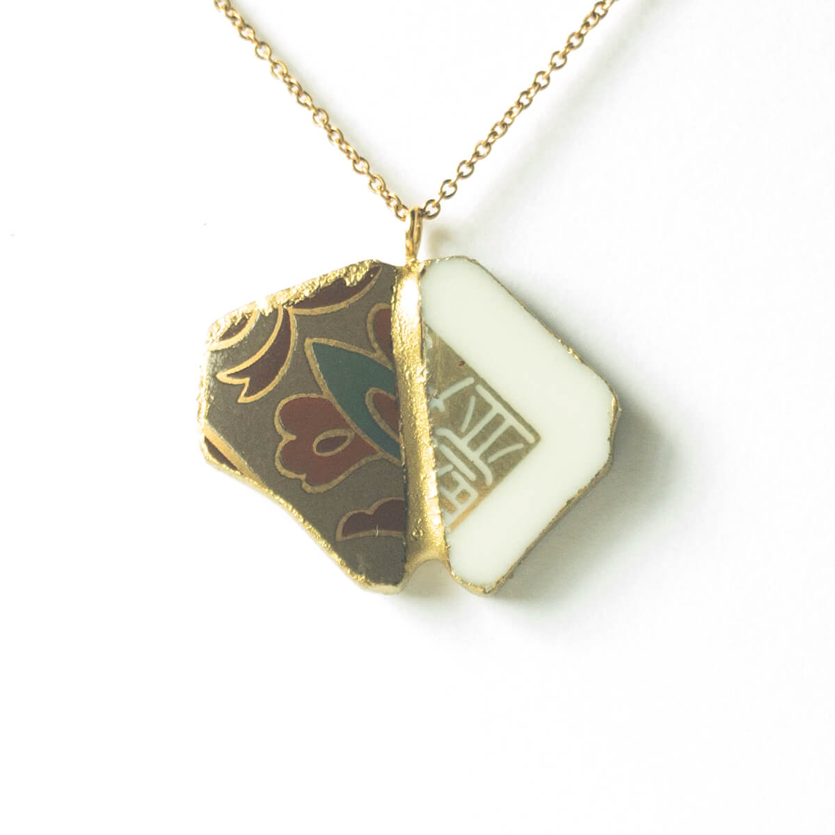 Left Backstamp Necklace-Kintsugi jewelry-Japanese pottery jewelry-JAPONICA