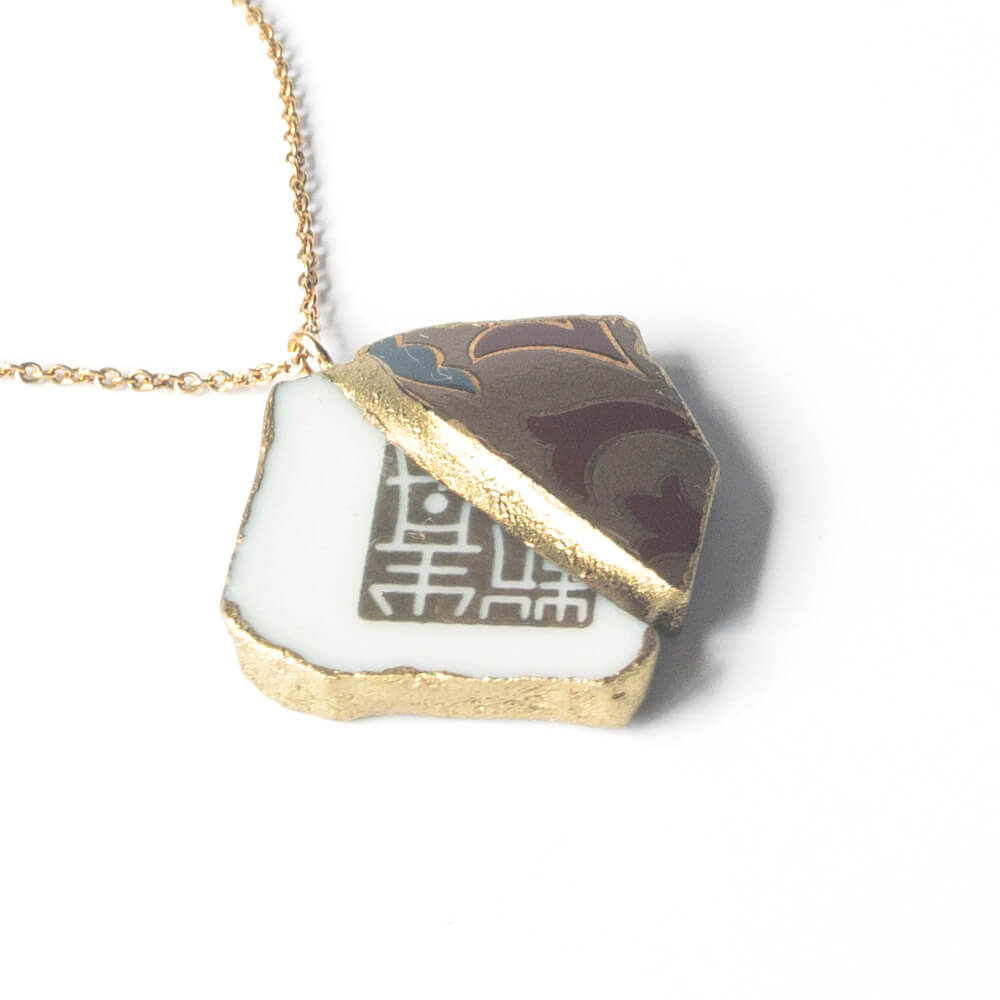 Right Backstamp Necklace-Kintsugi jewelry-Japanese pottery jewelry-JAPONICA