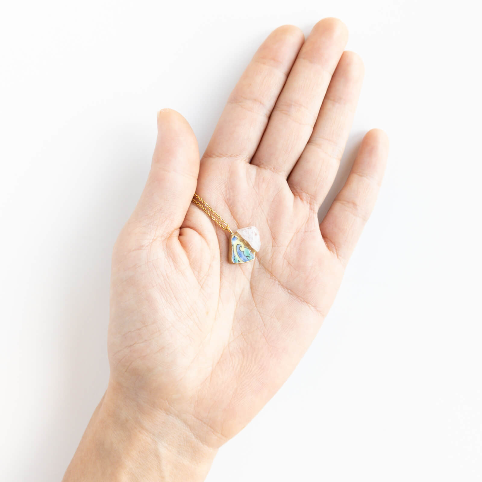 Rose quartz Necklace-Kintsugi jewelry-Japanese pottery jewelry-JAPONICA