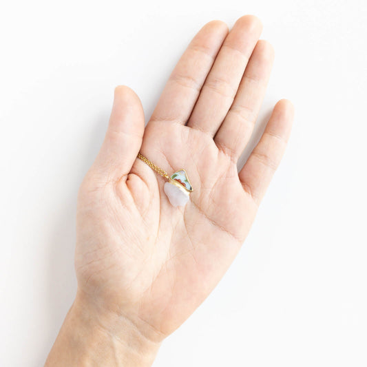 Rose quartz Necklace-Kintsugi jewelry-Japanese pottery jewelry-JAPONICA