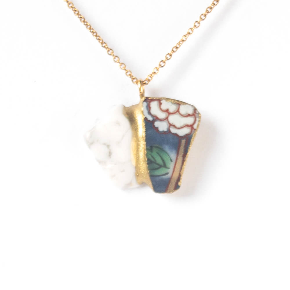 Howlite Necklace-Kintsugi jewelry-Japanese pottery jewelry-JAPONICA