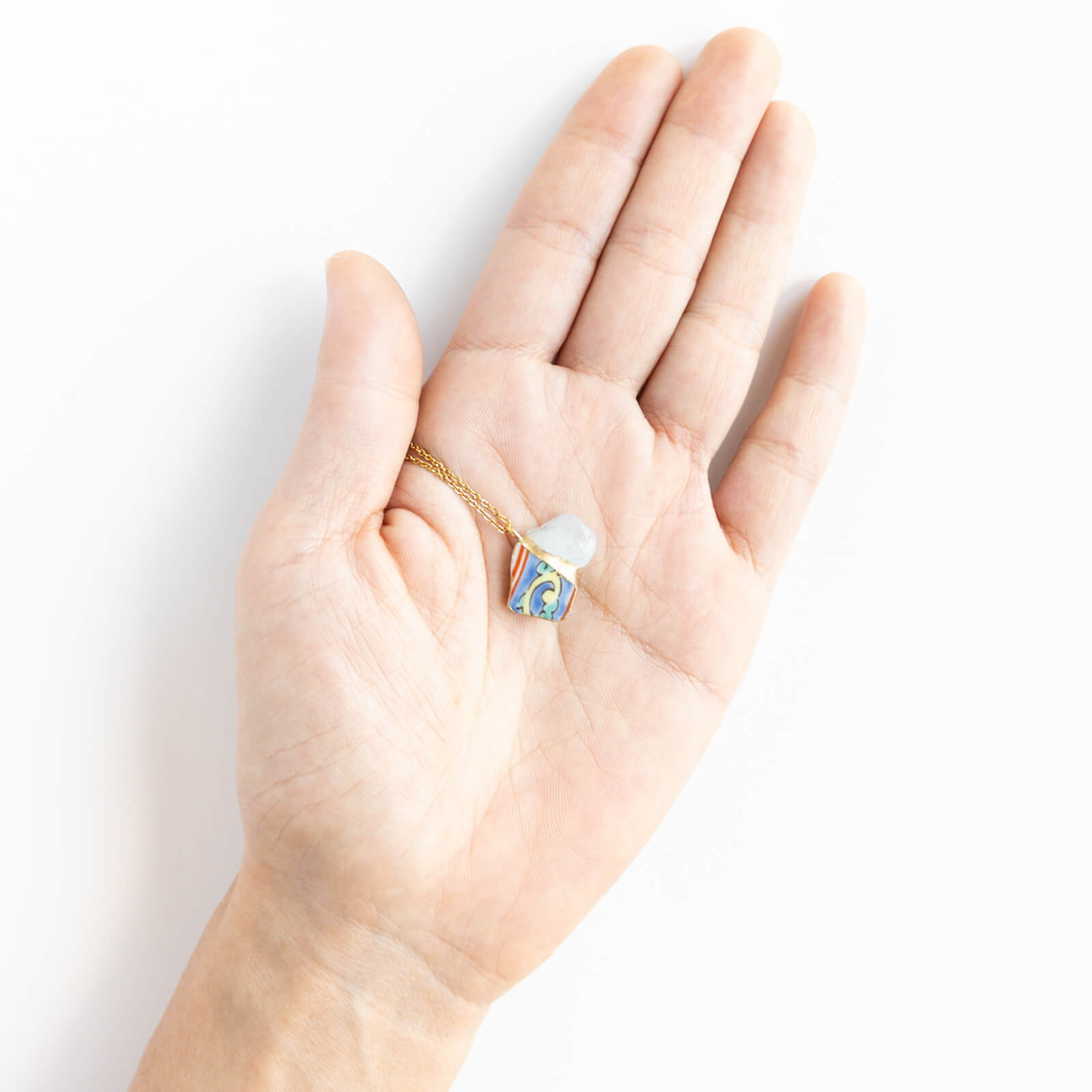 Aquamarine Necklace-Kintsugi jewelry-Japanese pottery jewelry-JAPONICA