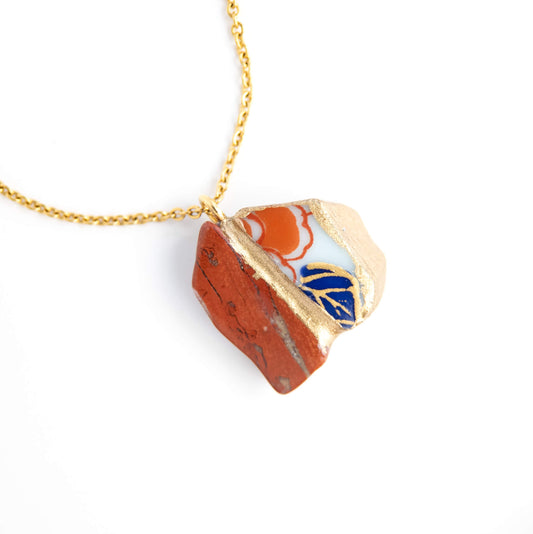 Red Jasper Necklace-Kintsugi jewelry-Japanese pottery jewelry-JAPONICA