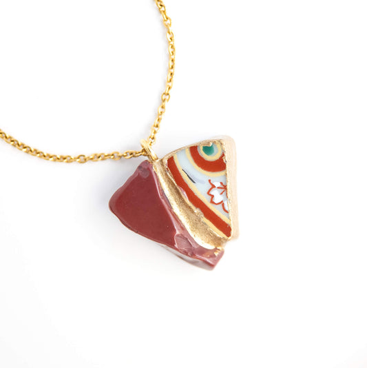 Red Jasper Necklace-Kintsugi jewelry-Japanese pottery jewelry-JAPONICA