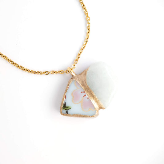 Jadeite Necklace-Kintsugi jewelry-Japanese pottery jewelry-JAPONICA
