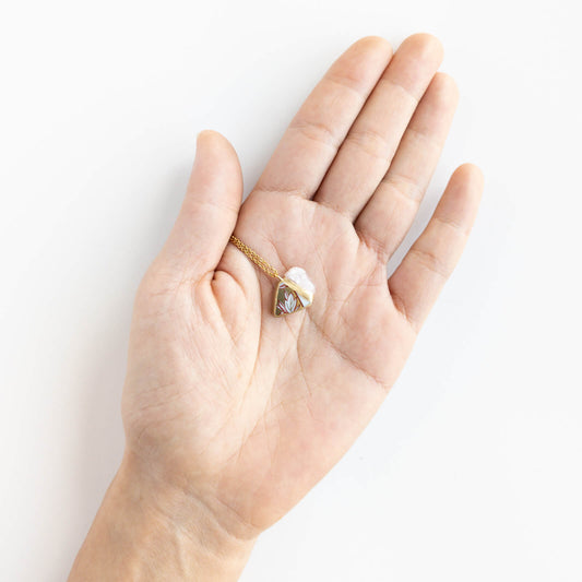 Pink Opal Necklace-Kintsugi jewelry-Japanese pottery jewelry-JAPONICA