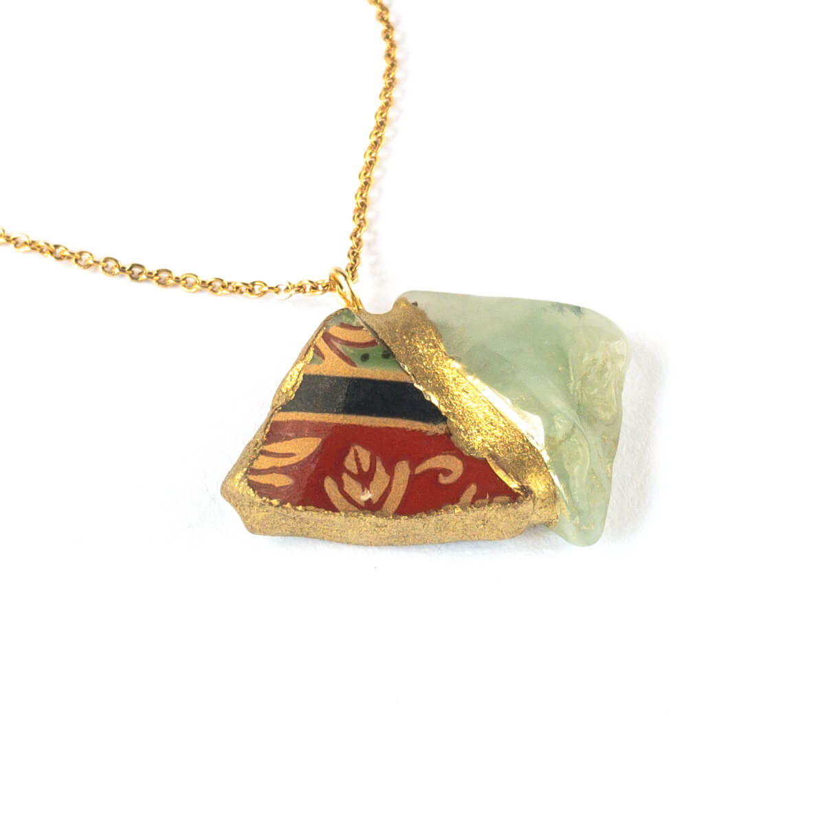 Jadeite Necklace-Kintsugi jewelry-Japanese pottery jewelry-JAPONICA