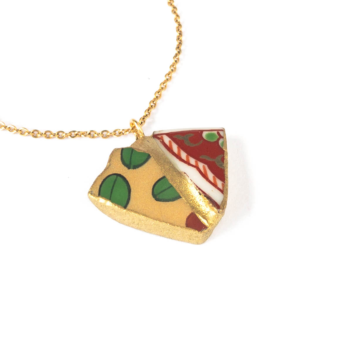 Yellow & Red Necklace-Kintsugi jewelry-Japanese pottery jewelry-JAPONICA