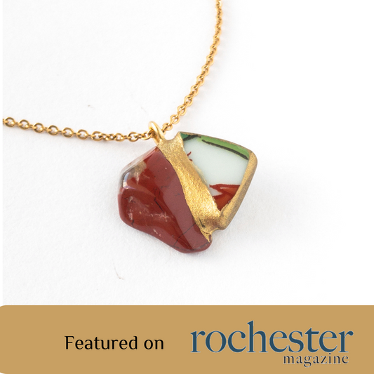 Red Jasper Necklace-Kintsugi jewelry-Japanese pottery jewelry-JAPONICA