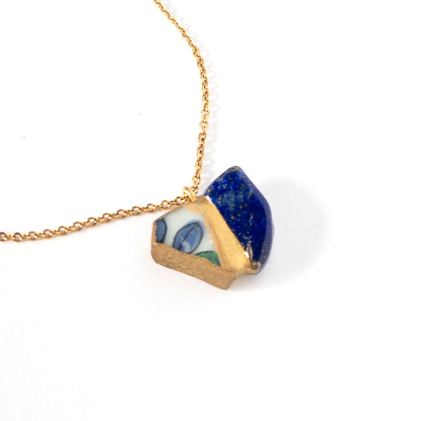 Lapis Lazuli Necklace-Kintsugi jewelry-Japanese pottery jewelry-JAPONICA