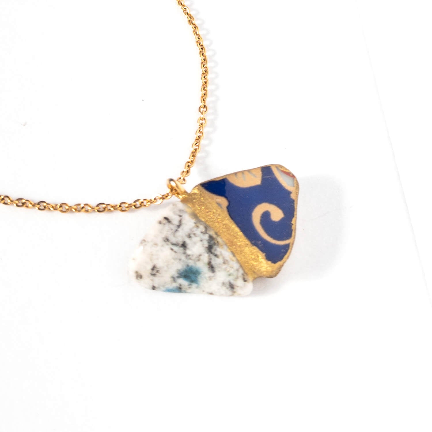 Azurite Necklace-Kintsugi jewelry-Japanese pottery jewelry-JAPONICA