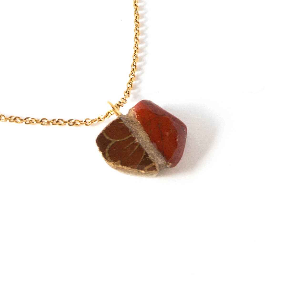 Red Jasper Necklace-Kintsugi jewelry-Japanese pottery jewelry-JAPONICA