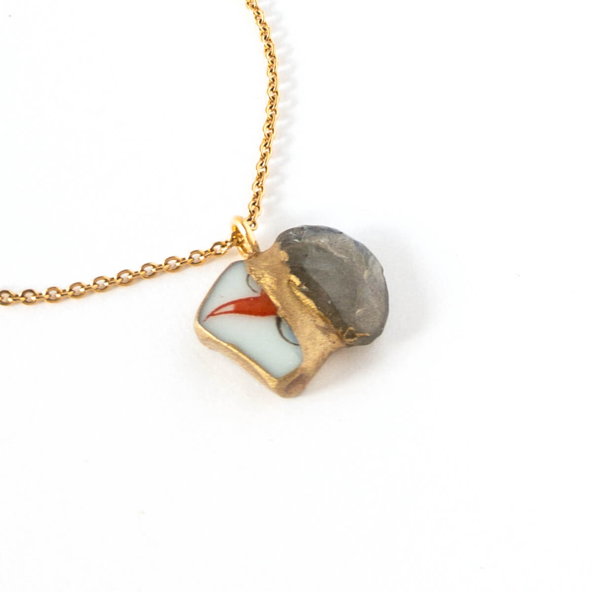 Labradorite Necklace-Kintsugi jewelry-Japanese pottery jewelry-JAPONICA