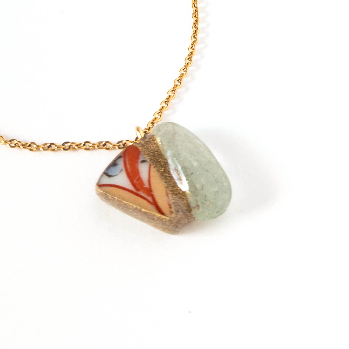 Aventurine Necklace-Kintsugi jewelry-Japanese pottery jewelry-JAPONICA